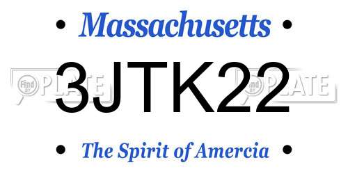 3JTK22 Massachusetts License Plate