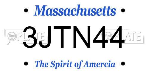 3JTN44 Massachusetts License Plate