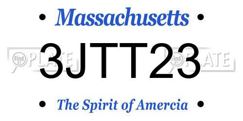3JTT23 Massachusetts License Plate