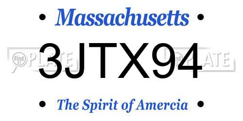 3JTX94 Massachusetts License Plate