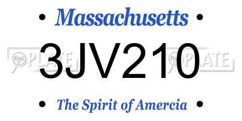 3JV210 Massachusetts License Plate