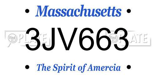3JV663 Massachusetts License Plate