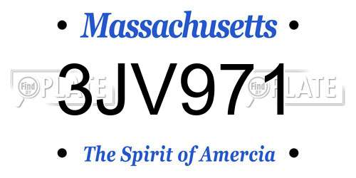 3JV971 Massachusetts License Plate