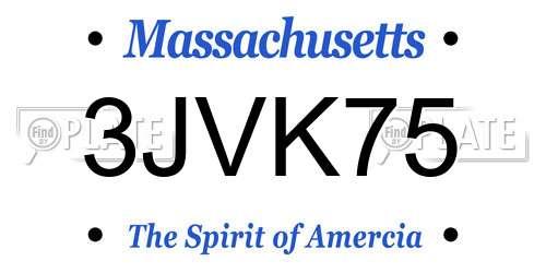 3JVK75 Massachusetts License Plate