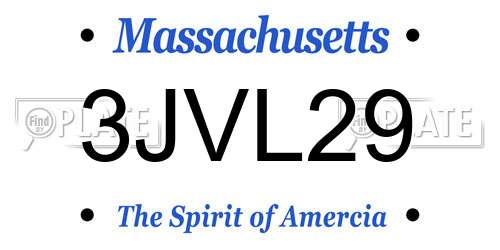 3JVL29 Massachusetts License Plate