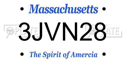 3JVN28 Massachusetts License Plate