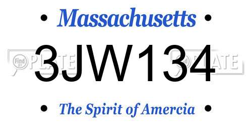 3JW134 Massachusetts License Plate