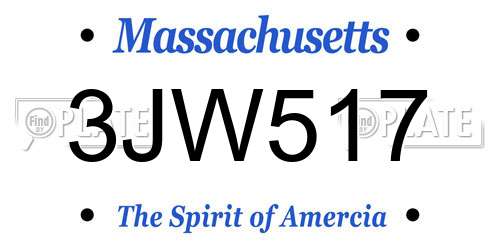 3JW517 Massachusetts License Plate