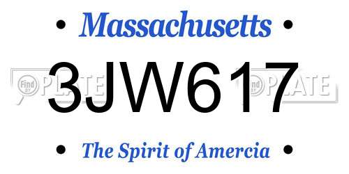 3JW617 Massachusetts License Plate