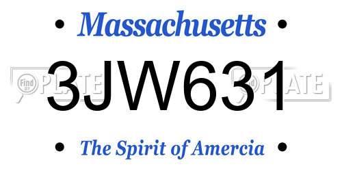 3JW631 Massachusetts License Plate