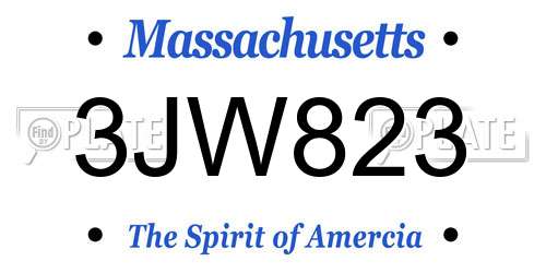 3JW823 Massachusetts License Plate