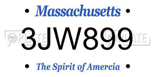 3JW899 Massachusetts License Plate