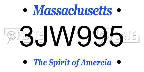 3JW995 Massachusetts License Plate