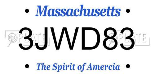 3JWD83 Massachusetts License Plate