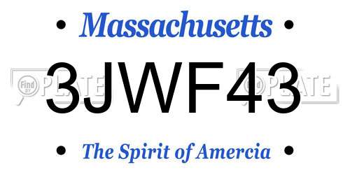 3JWF43 Massachusetts License Plate