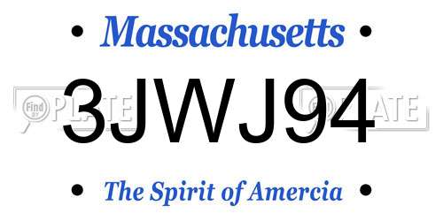 3JWJ94 Massachusetts License Plate