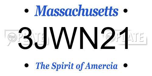 3JWN21 Massachusetts License Plate