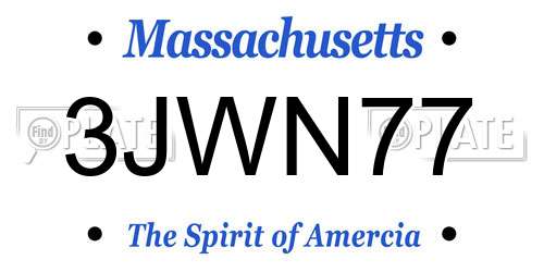 3JWN77 Massachusetts License Plate