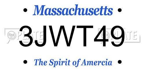 3JWT49 Massachusetts License Plate