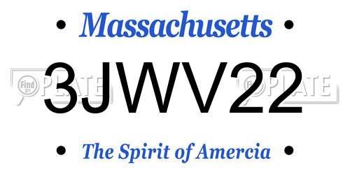 3JWV22 Massachusetts License Plate