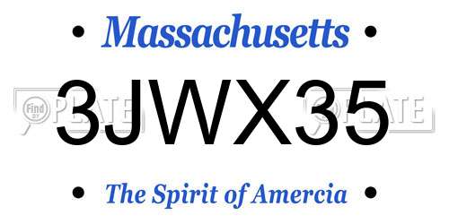 3JWX35 Massachusetts License Plate