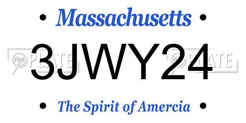 3JWY24 Massachusetts License Plate