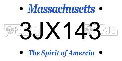 3JX143 Massachusetts License Plate