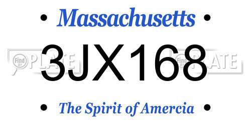 3JX168 Massachusetts License Plate