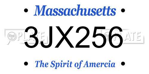 3JX256 Massachusetts License Plate