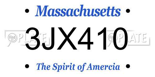 3JX410 Massachusetts License Plate