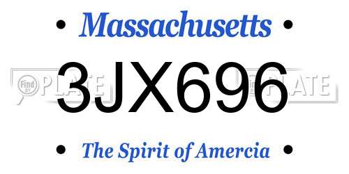 3JX696 Massachusetts License Plate