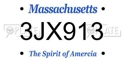 3JX913 Massachusetts License Plate