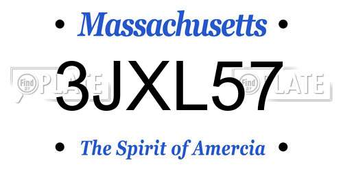 3JXL57 Massachusetts License Plate