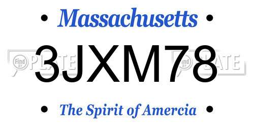 3JXM78 Massachusetts License Plate