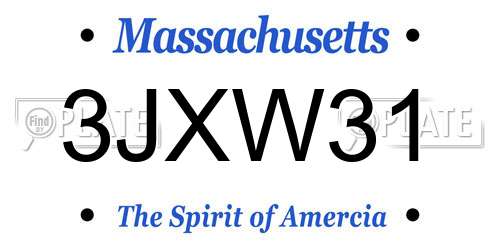 3JXW31 Massachusetts License Plate