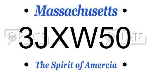3JXW50 Massachusetts License Plate