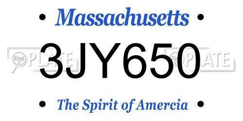 3JY650 Massachusetts License Plate