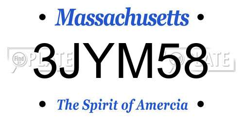 3JYM58 Massachusetts License Plate