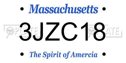 3JZC18 Massachusetts License Plate