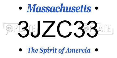 3JZC33 Massachusetts License Plate