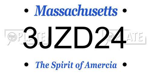 3JZD24 Massachusetts License Plate