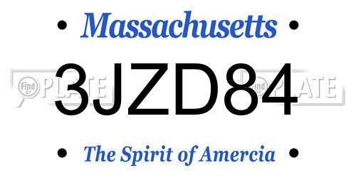 3JZD84 Massachusetts License Plate