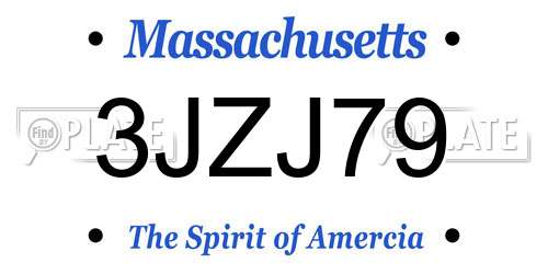 3JZJ79 Massachusetts License Plate