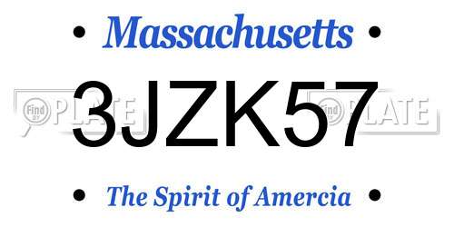 3JZK57 Massachusetts License Plate