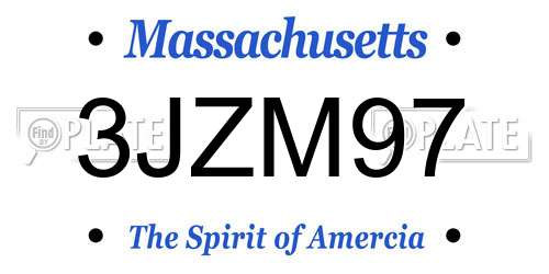 3JZM97 Massachusetts License Plate