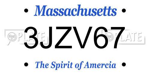 3JZV67 Massachusetts License Plate
