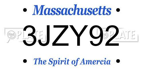 3JZY92 Massachusetts License Plate