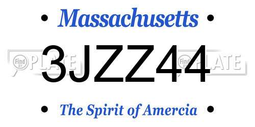 3JZZ44 Massachusetts License Plate