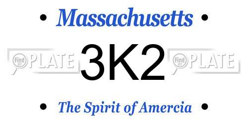 3K2 Massachusetts License Plate