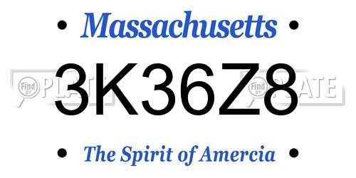 3K36Z8 Massachusetts License Plate